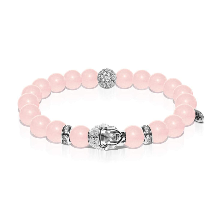 Elemental Energy | White Gold Buddha | Rose Quartz Bracelet