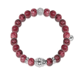 Higher Self | White Gold Buddha | Floral Jade Bracelet
