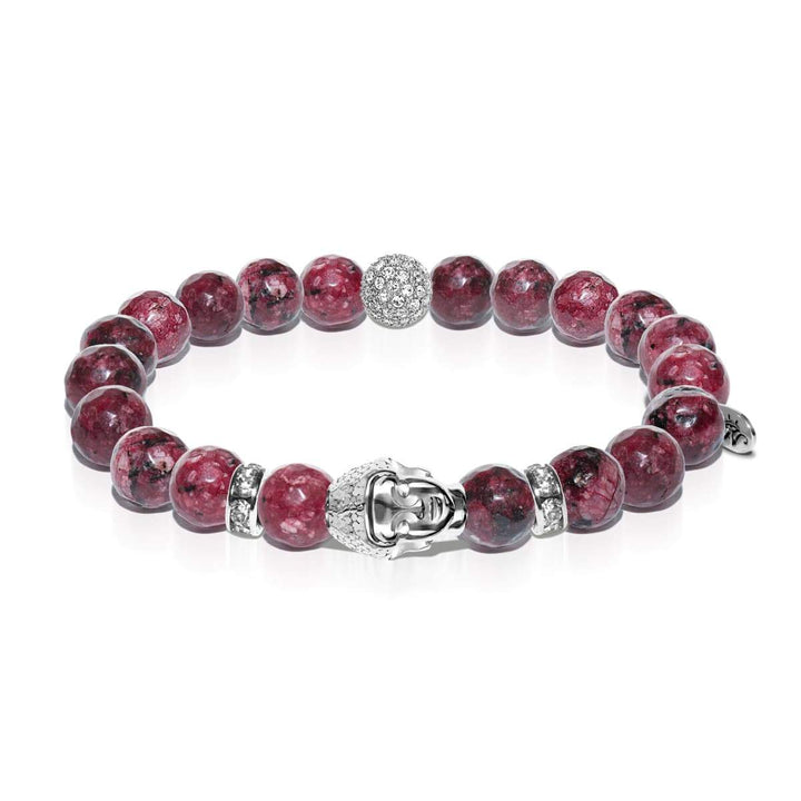 Higher Self | White Gold Buddha | Floral Jade Bracelet