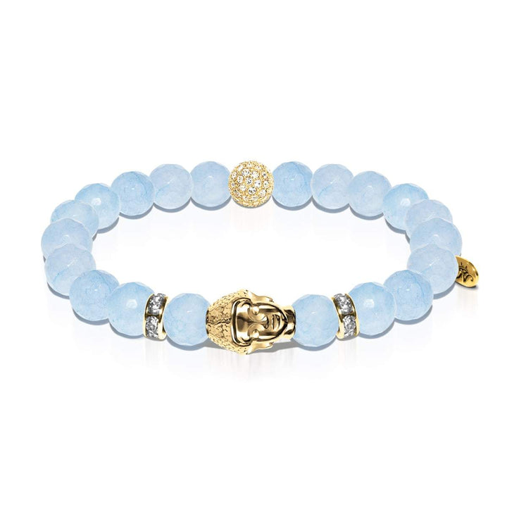 Prana | Gold Buddha | Light Blue Jade Bracelet