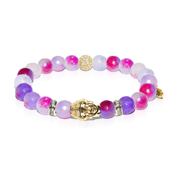 Pure Realm | Gold Buddha | Rainbow Color Jade Bracelet