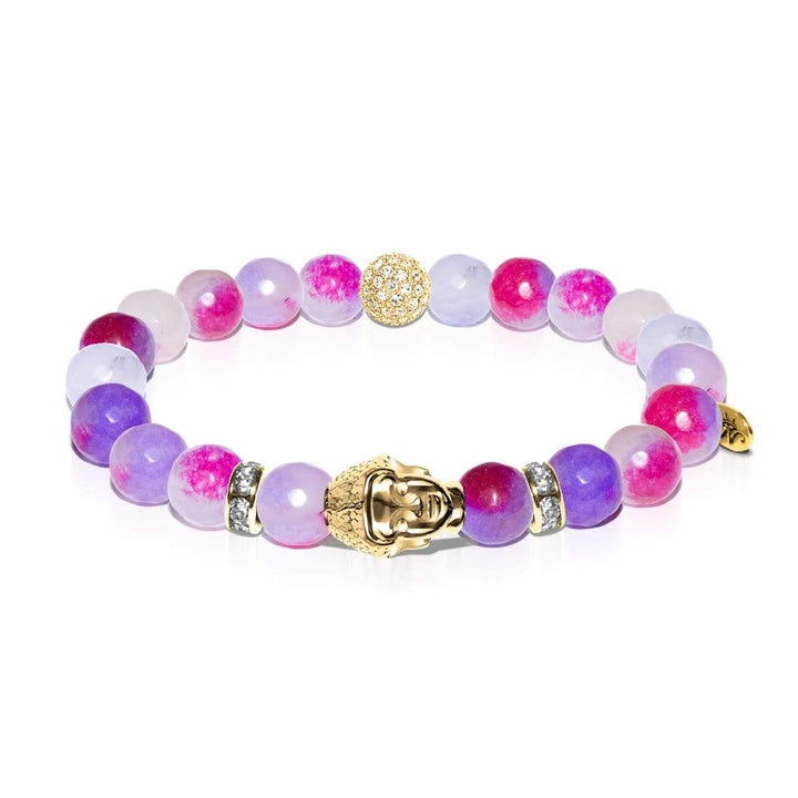 Pure Realm | Gold Buddha | Rainbow Color Jade Bracelet