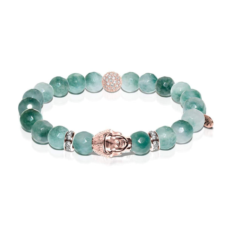 Teacher | Rose Gold Buddha | Grassy Jade Bracelet