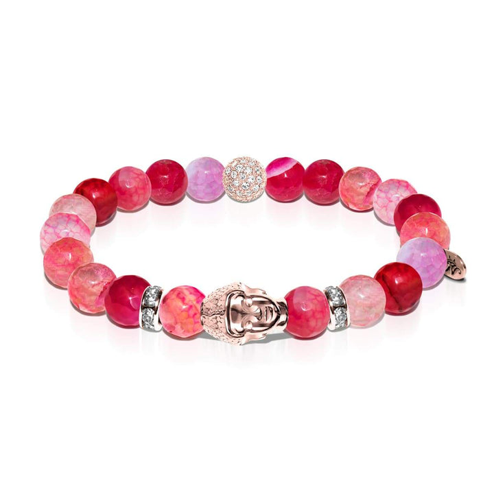 Terma | Rose Gold Buddha | Pink Dragon Grain Agate Bracelet