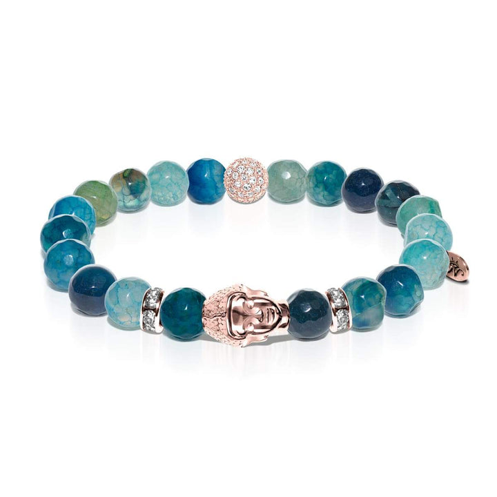 Tibetan Lotus | Rose Gold Buddha | Green Dragon Grain Agate Bracelet