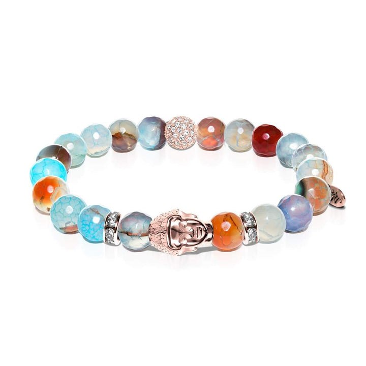 Transcendental | Rose Gold Buddha | Blue Dragon Grain Agate Bracelet