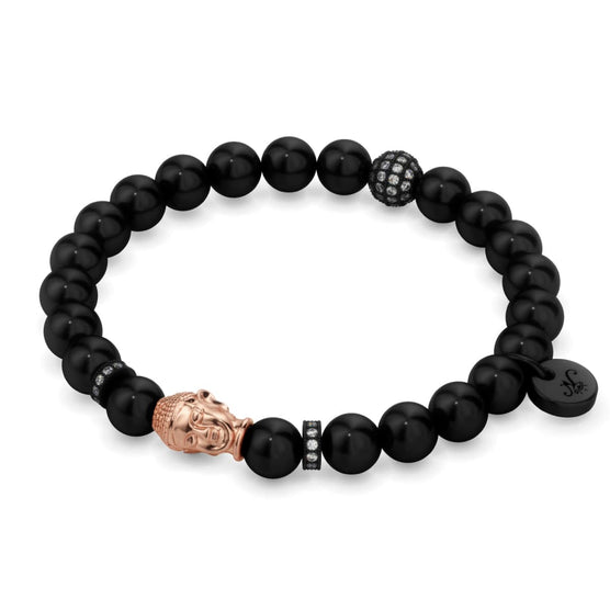 Gunmetal and 18k Rose Gold | Gilded Buddha Bracelet | Men's