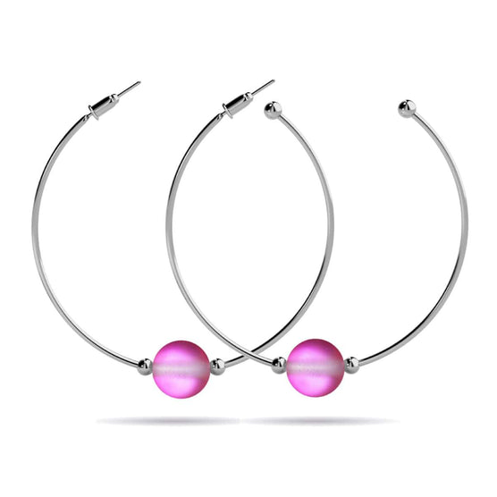 Pink | Silver | Mermaid Glass Hoop Earrings