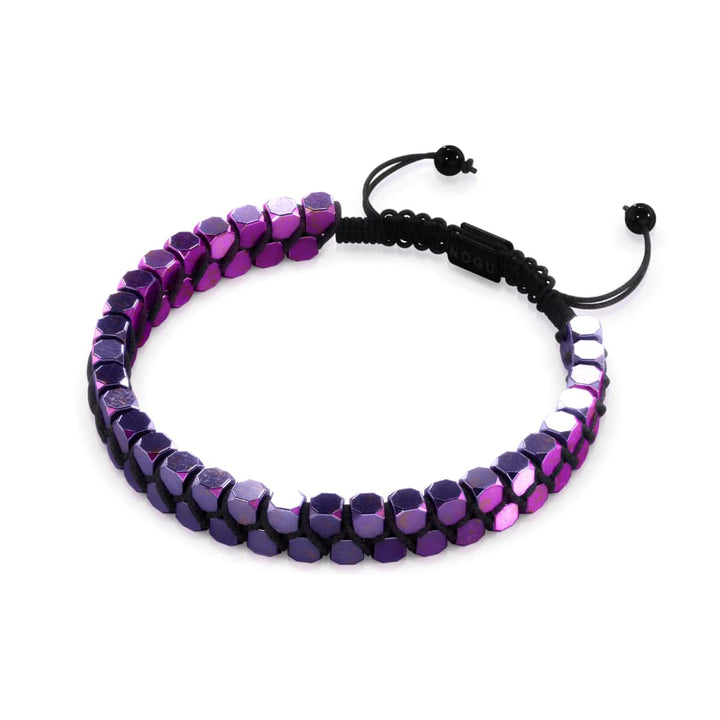 Sacred Geom | Purple Hematite | Gunmetal | Octahedron Bracelet | Men's
