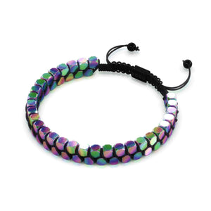 Sacred Geom | Rainbow Hematite | Gunmetal | Octahedron Bracelet | Men's