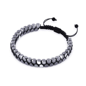 Sacred Geom | Silver Hematite | Gunmetal | Octahedron Bracelet | Men's