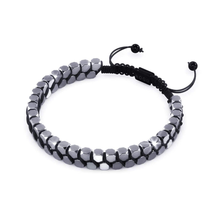 Sacred Geom | Silver Hematite | Gunmetal | Octahedron Bracelet | Men's