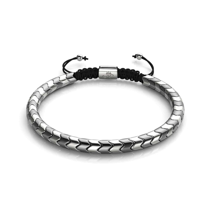 Serpentine | Grey and Silver Hematite x Silver | Wave Bracelet