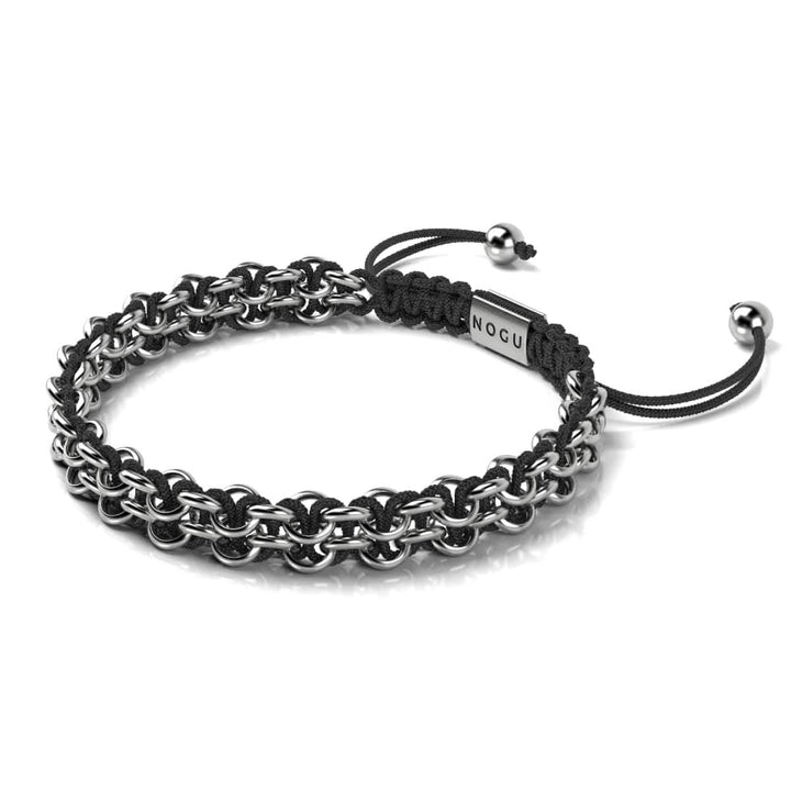 Men's | Silver | Black | Kismet Links Bracelet | Thin