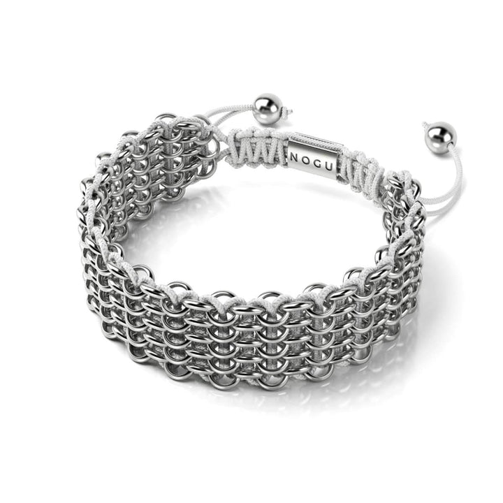 White Rhino Links | Deluxe Kismet Bracelet | White x Silver | Men's