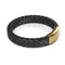 18k Gold | Black Leather Engravable Bracelet | Deluxe
