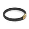 18k Gold | Black Leather Engravable Bracelet | Thin