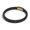 18k Gold | Black Leather Engravable Bracelet | Thin