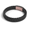 18k Rose Gold | Black Leather Engravable Bracelet | Deluxe
