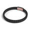 18k Rose Gold | Black Leather Engravable Bracelet | Thin