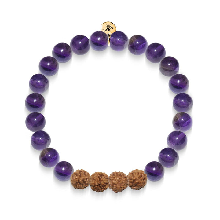 Spiritual Purity | Gold Mala Yoga Bracelet | Amethyst