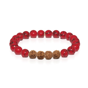 Regeneration | Gold Mala Yoga Bracelet | Red Turquoise