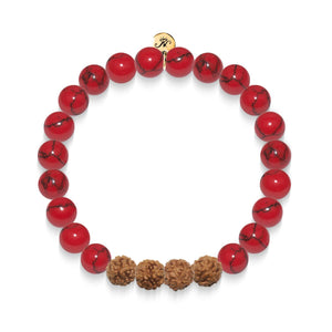 Regeneration | Gold Mala Yoga Bracelet | Red Turquoise