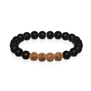 Tenacity | Gold Mala Yoga Bracelet | Matte Black
