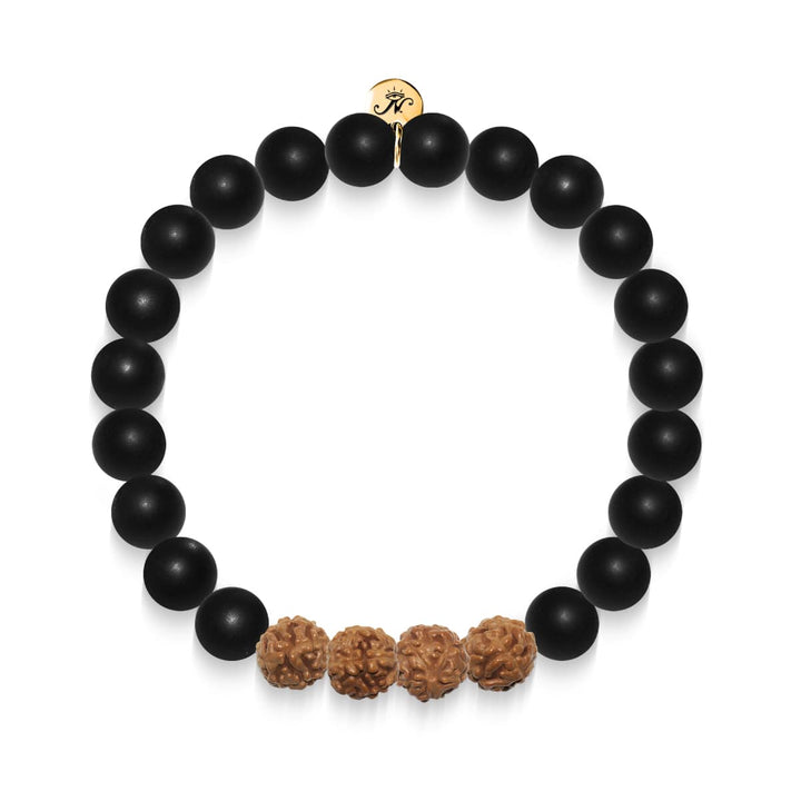 Tenacity | Gold Mala Yoga Bracelet | Matte Black