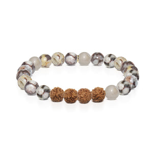 Past Life | Gold Mala Yoga Bracelet | Fossil Jasper