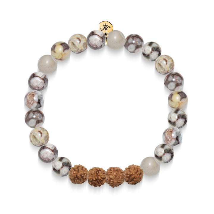 Past Life | Gold Mala Yoga Bracelet | Fossil Jasper