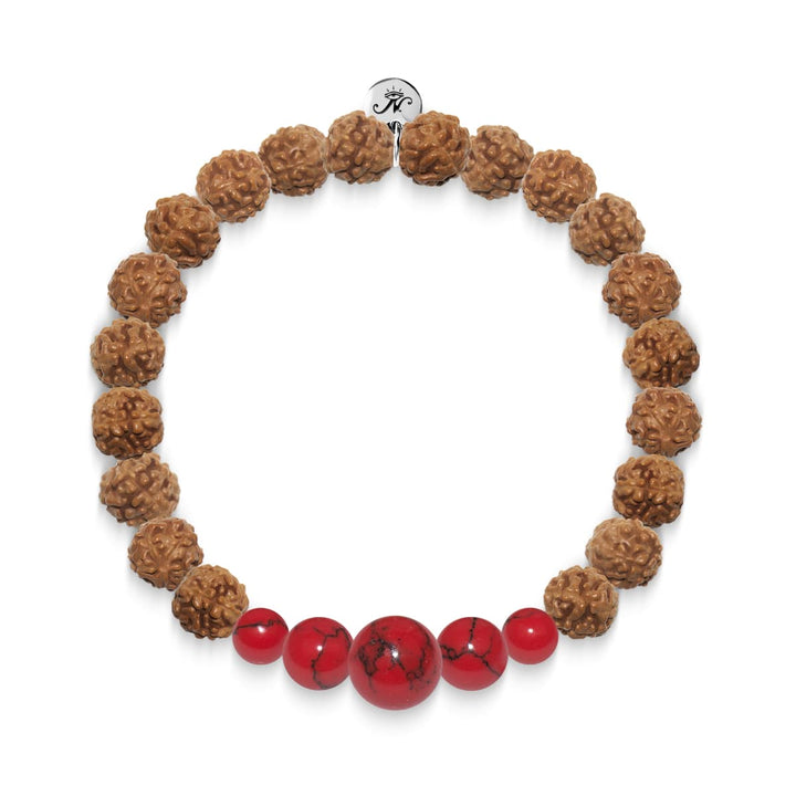 Metamorphosis  | Silver Mala Yoga Bracelet | Red Turquoise