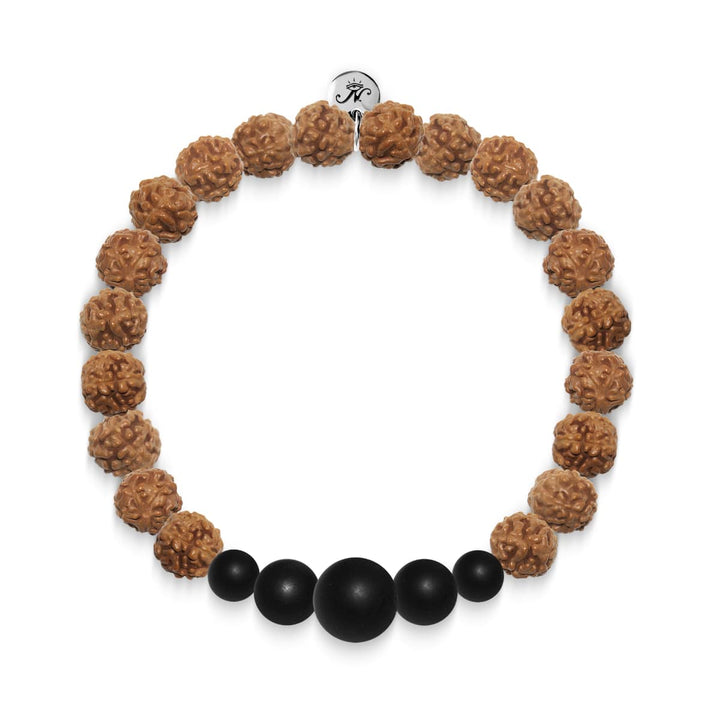 Resilience | Silver Mala Yoga Bracelet | Matte Black