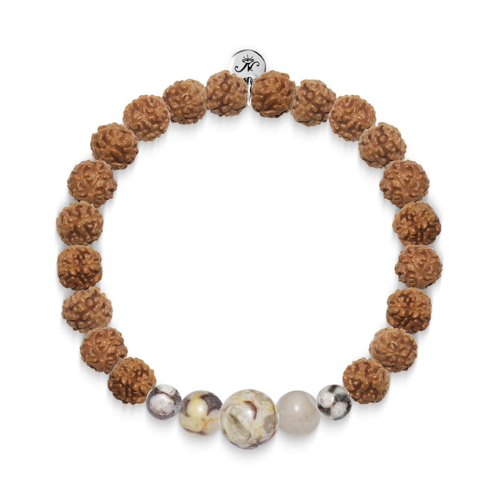 Reincarnation | Silver Mala Yoga Bracelet | Fossil Jasper