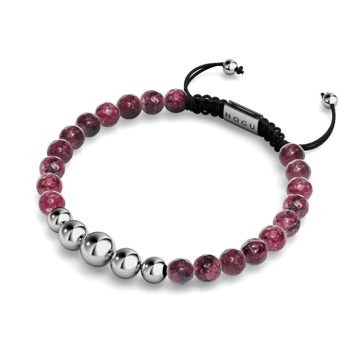 Mulberry Agate | Silver | Balance Gemstone Macrame Bracelet