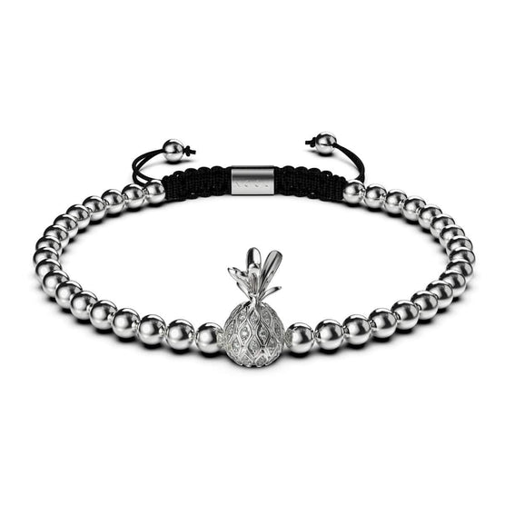 Pina Colada | Silver | Black | Crystal Pineapple | Macrame Charmballa Bracelet