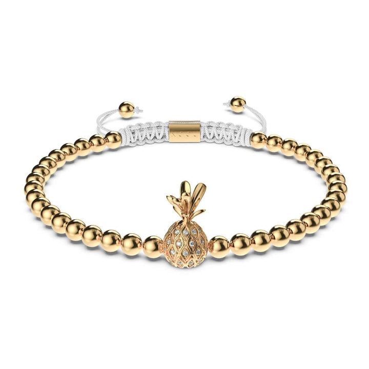 Pina Colada | 18k Gold | White | Crystal Pineapple | Macrame Charmballa Bracelet