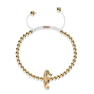 Reef | 18k Gold | Seahorse Macrame Charm Bracelet