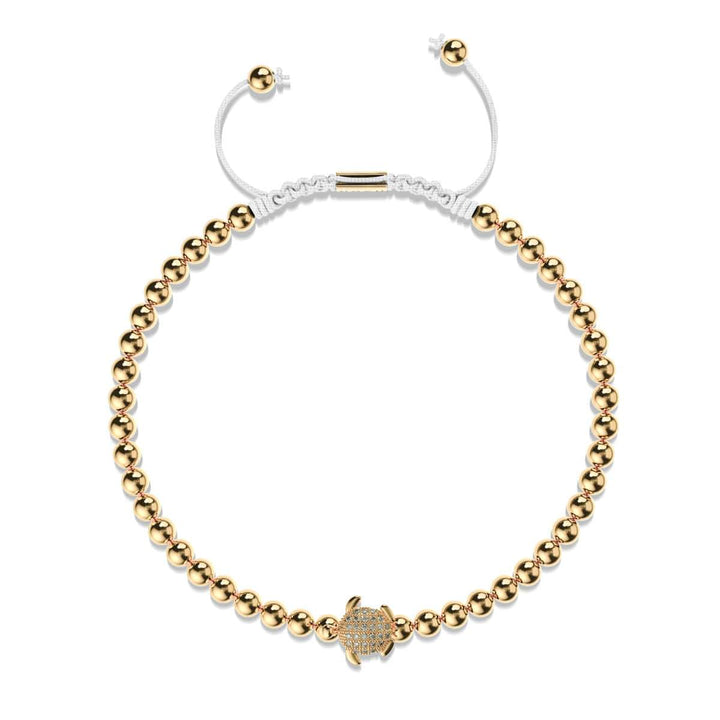 Tortuga | 18k Gold | White | Crystal Sea Turtle | Macrame Charmballa Bracelet