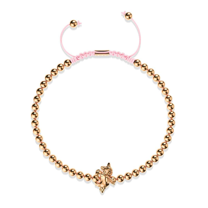 Pegasus | 18k Rose Gold | Winged Unicorn Macrame Charm Bracelet