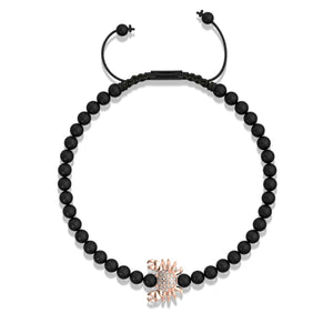 Crystal Sea Crab | 18k Rose Gold & Gunmetal | Black | Macrame Charmballa Bracelet | Men's