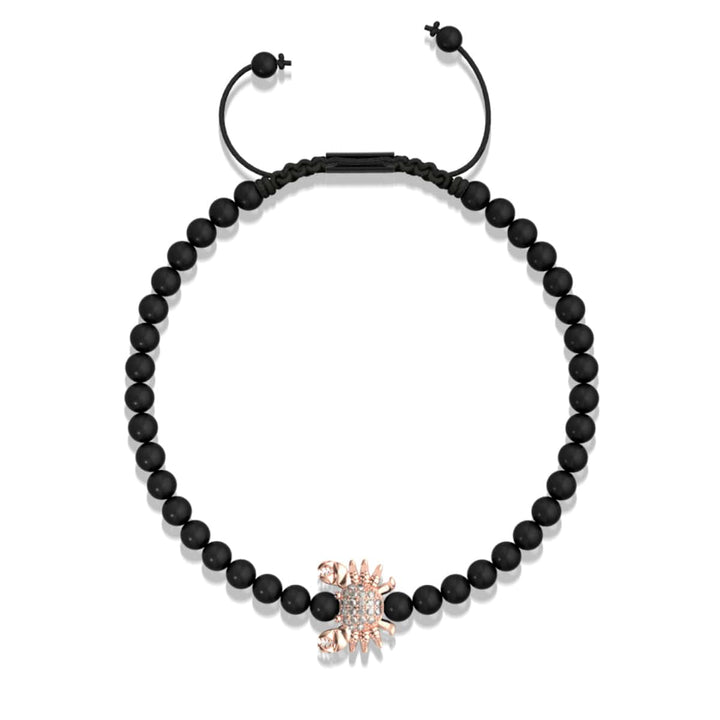 Crystal Sea Crab | 18k Rose Gold & Gunmetal | Black | Macrame Charmballa Bracelet | Men's
