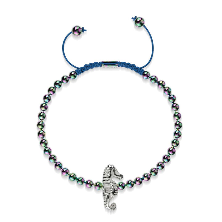 Reef | Unicorn Steel | Seahorse Macrame Charm Bracelet
