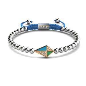 Kite | 18k Rose Gold & Silver & Blue | Enamel | Crystal Macrame Charmballa Bracelet