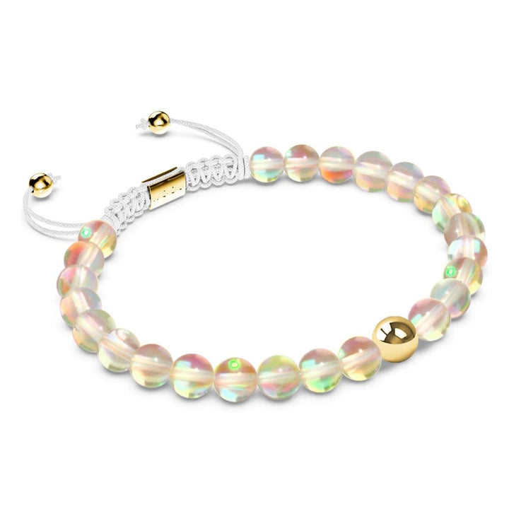 Champagne Supernova | Gold | Galaxy Glass Macrame Bead Bracelet