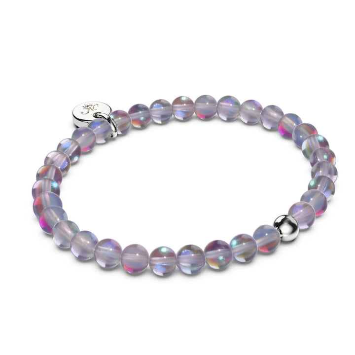 Neon Grey Crystal | White Gold Vermeil | Mermaid Glass Bead Bracelet