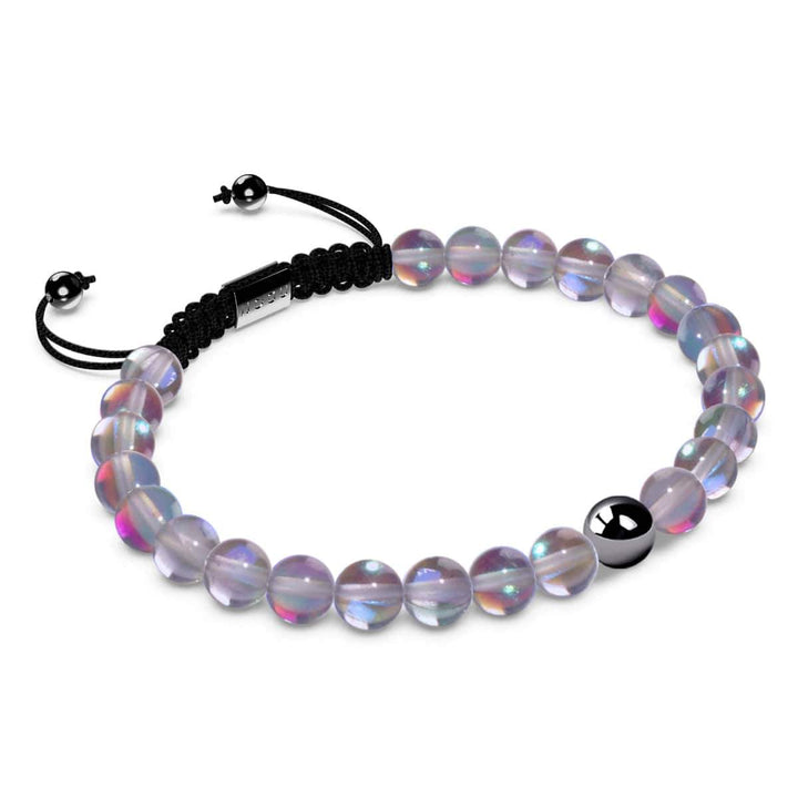 Milky Way | Gunmetal | Galaxy Glass Macrame Bead Bracelet