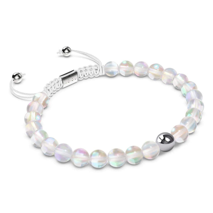 Rainbow Supernova | Silver | Galaxy Glass Macrame Bead Bracelet