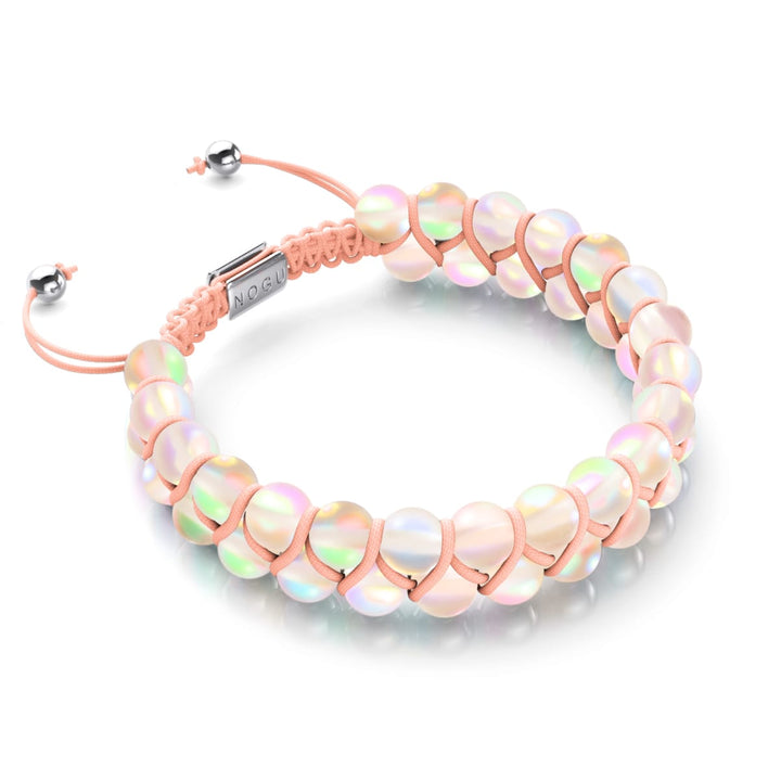 Peach | Silver | Double Mermaid Glass Bracelet