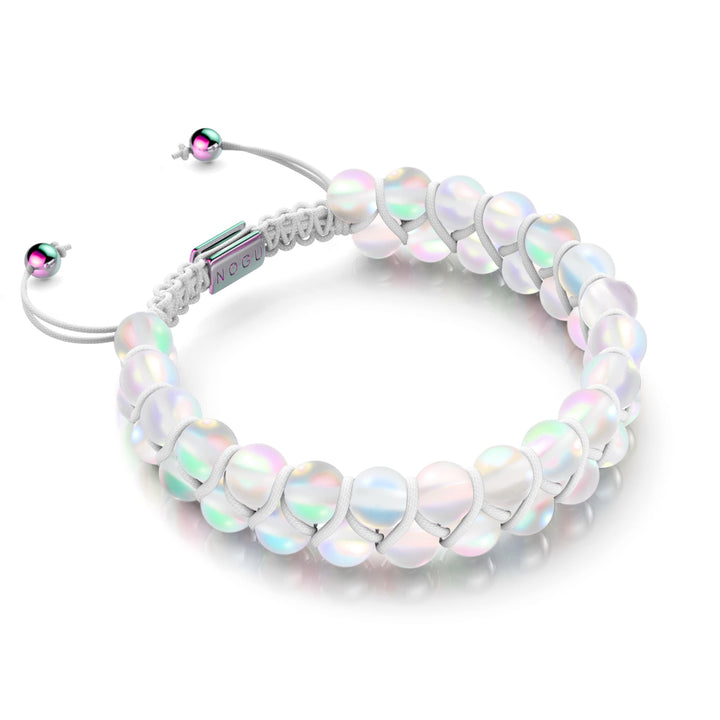 Rainbow White | Unicorn Silver | Double Mermaid Glass Bracelet